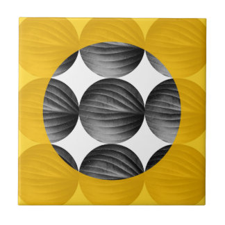 Abstract Mustard Yellow and Grey Kakelplatta