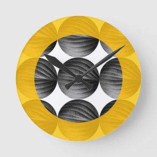 Abstract Mustard Yellow and Grey Rund Klocka