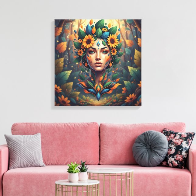 Abstract Nature Spirit Woman Art Canvastryck (Insitu (Vardagsrum))