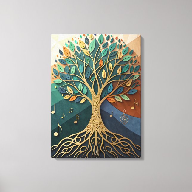 Abstract Nature Symphony Tree of Music Canvas Wall (Framsida)