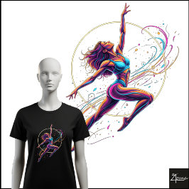 Abstract Neon Dancer Dynamic Leap Illustration T Shirt