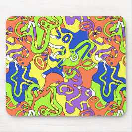 Abstract Neon Doodle Maze Pattern Musmatta