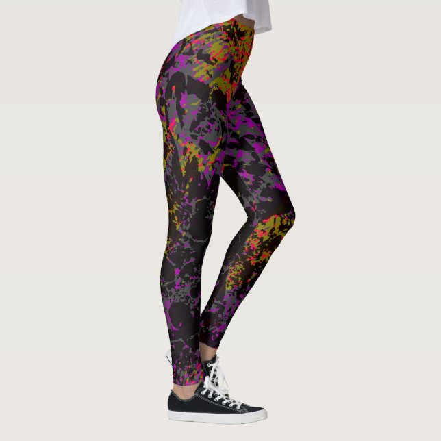 Abstract Neon Military Camouflage Chaos Leggings (Höger)