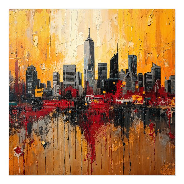 Abstract New York City Skyline Fototryck (Framsidan)