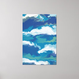 Abstract Ocean Waves in a Stormy Sky – Marbled Canvastryck