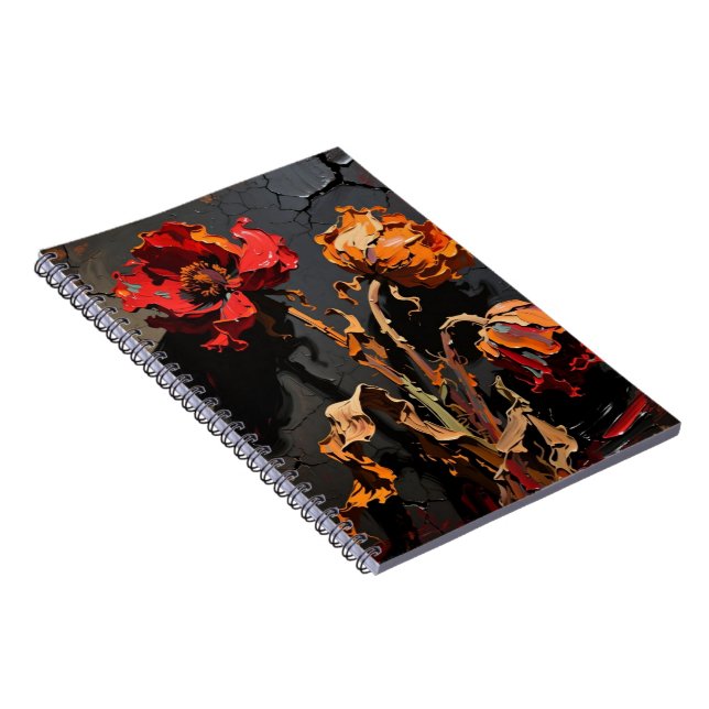 Abstract Oil Flowers Photo Notebook Anteckningsbok (Högra Sidan)