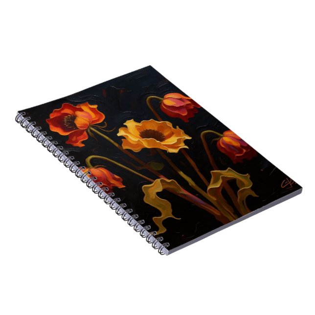 Abstract Oil Flowers Photo Notebook Anteckningsbok (Högra Sidan)