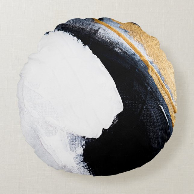 Abstract oil texture background. Abstract art gold Rund Kudde (Framsidan)