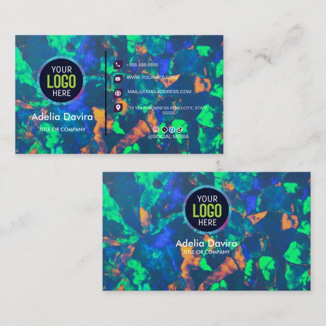 Abstract Opal Gemstone Texture Business Card Visitkort (Fram/baksida)