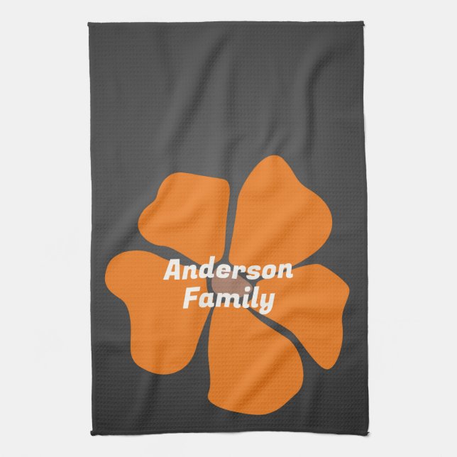 Abstract Orange Daisy Flower on Dark Kökshandduk (Vertikal)