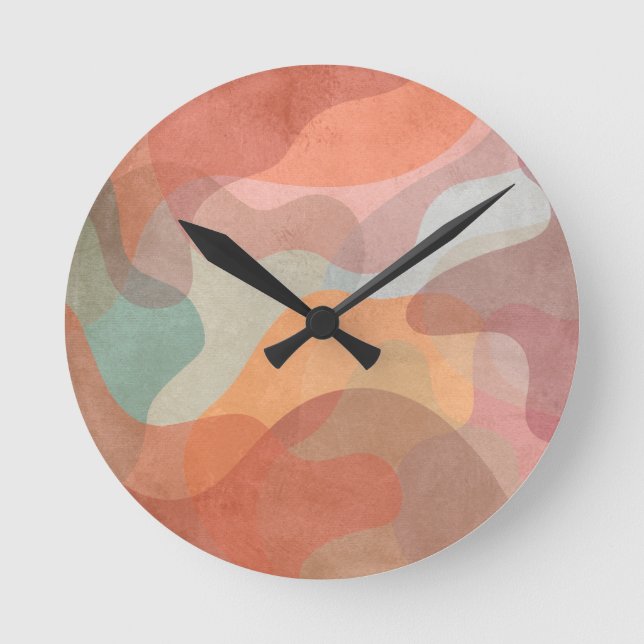 Abstract Overlapping Pastel Blobs Background Rund Klocka (Framsida)