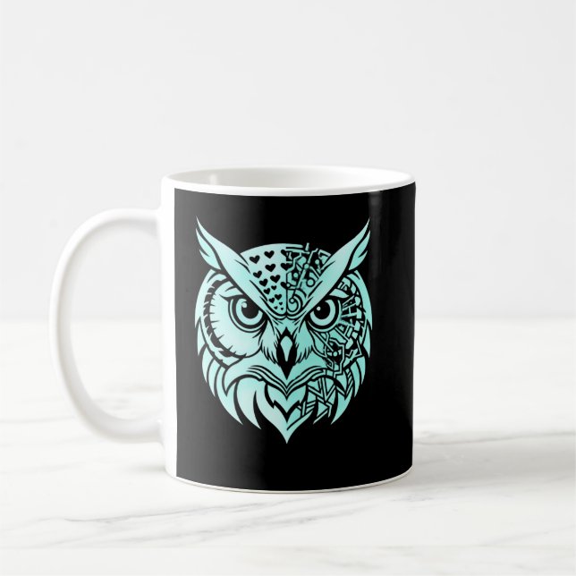 Abstract Owl Identity – Symbolic Observer Modern  Kaffemugg (Vänster)