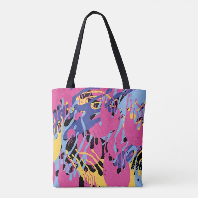 Abstract Paint Splashes Yellow Blue Pink Modern. Tygkasse (Baksida)