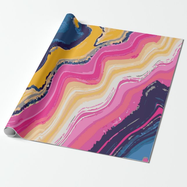 Abstract Paint Zig-Zag Pattern – Artistic Bold Presentpapper (Utrullad)