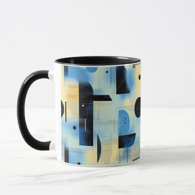 Abstract painted composition in blue and yellow mugg (Vänster)