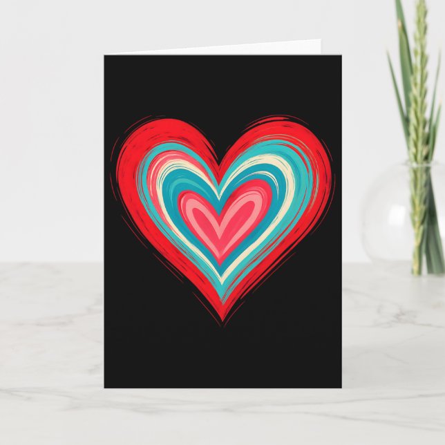 Abstract Painted Heart Valentine Love Art  Kort (Framsida)