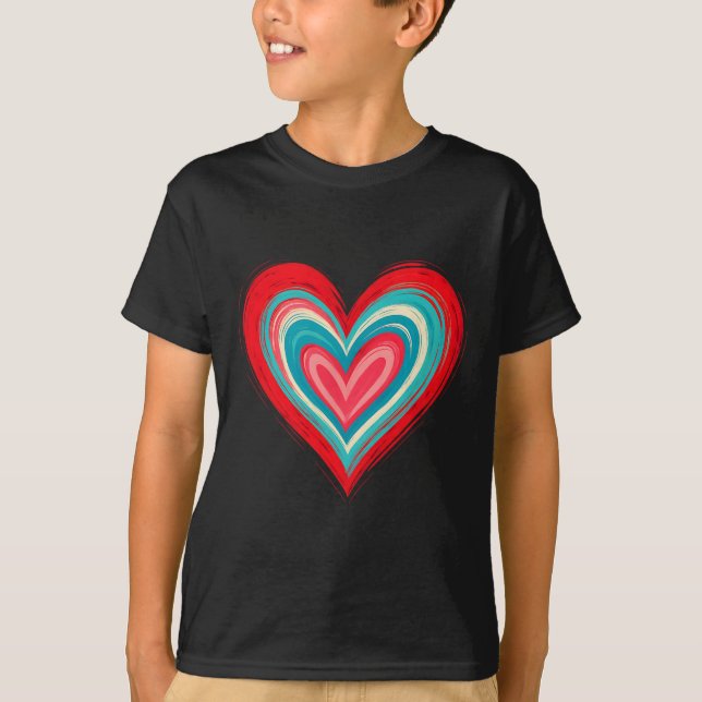 Abstract Painted Heart Valentine Love Art  T Shirt (Framsida)