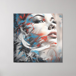 Abstract painting beautiful woman face canvastryck