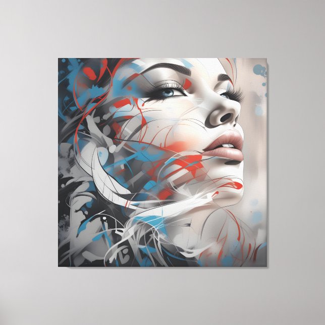 Abstract painting beautiful woman face canvastryck (Framsida)