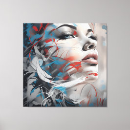 Abstract painting beautiful woman face canvastryck