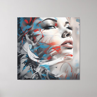 Abstract painting beautiful woman face canvastryck