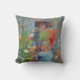 Abstract Painting of a Girl picking flowers Kudde
