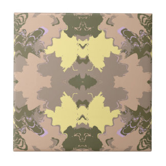 Abstract Painting, Peach, Pale Yellow, Olive color Kakelplatta