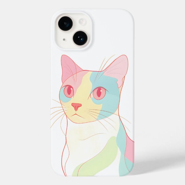 Abstract Pastel Cat Art Phone Case - Modern Minima (Baksida)