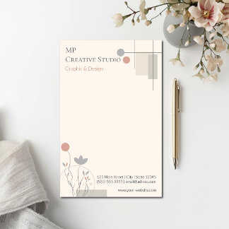 Abstract Pastel Design: Modern Florals & Geometry Brevpapper