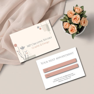 Abstract Pastel Design: Modern Florals & Geometry Tidsbeställning Kort