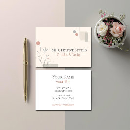 Abstract Pastel Design: Modern Florals & Geometry Visitkort