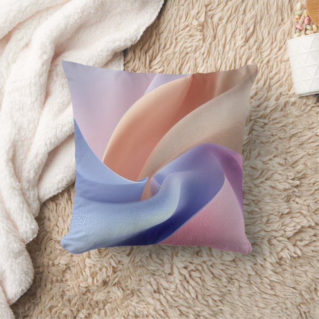 Abstract Pastel Fabric Flow with Gentle Curves Kudde (Filt)