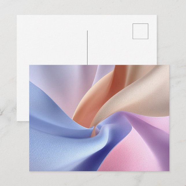 Abstract Pastel Fabric Flow with Gentle Curves Vykort (Fram/baksida)