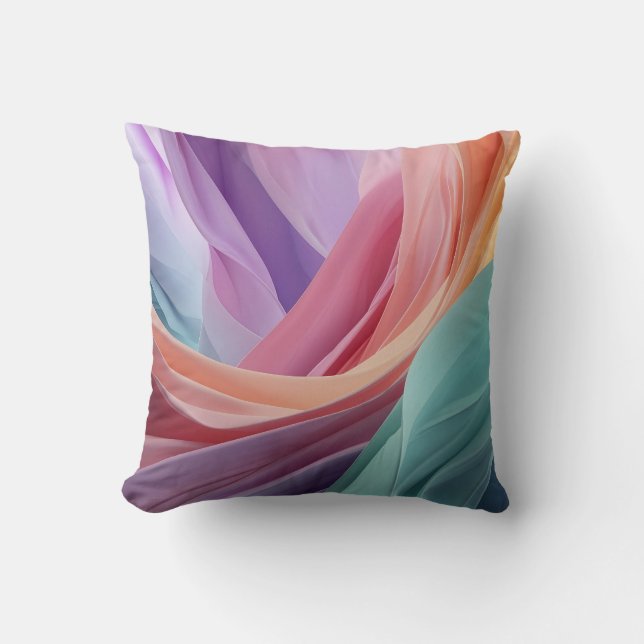 Abstract Pastel Fabric Waves  Kudde (Framsida)