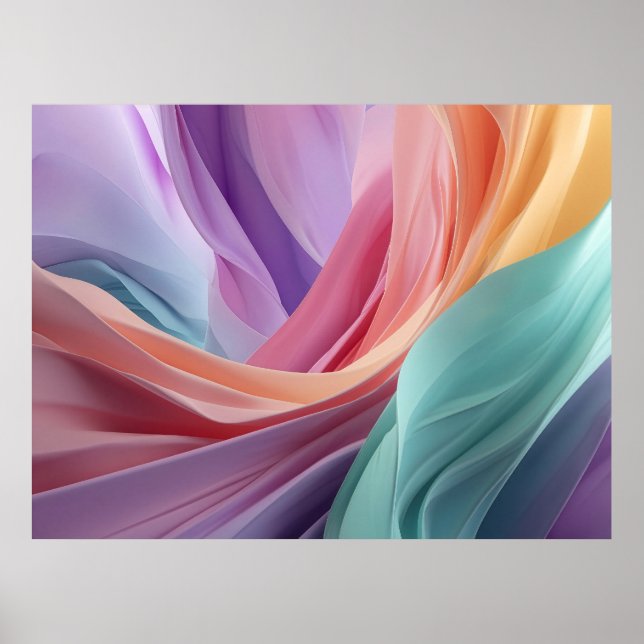 Abstract Pastel Fabric Waves  Poster (Framsidan)