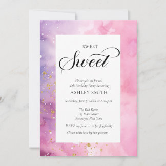 Abstract Pastel Pink Purple Sweet 16 Birthday Inbjudningar