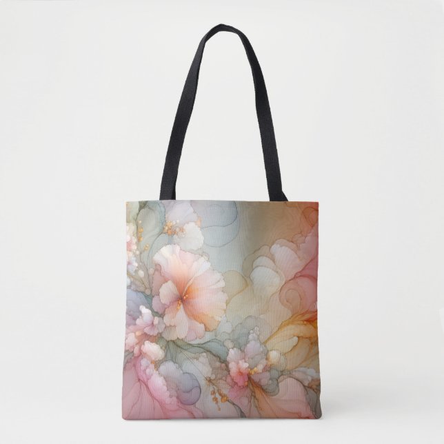 Abstract Pastel Sea Foam Floral Cloud Landscape Tygkasse (Framsida)