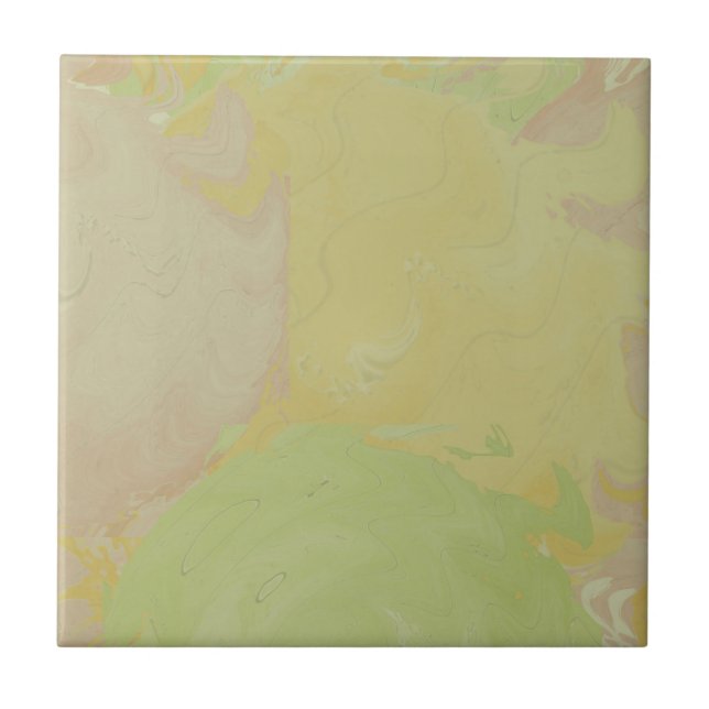Abstract Pastel Swirl Olive Green Kakelplatta (Framsidan)