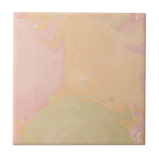 Abstract Pastel Swirl Peach Kakelplatta (Framsidan)