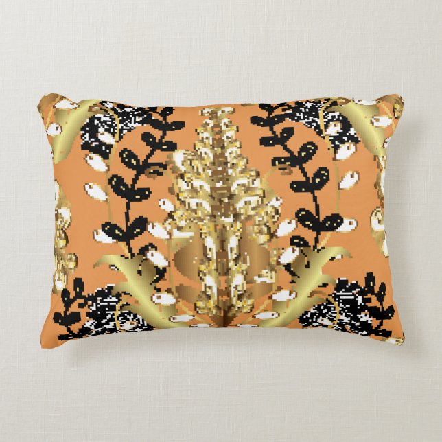 abstract pattern on orange yellow background with  prydnadskudde (Framsidan)