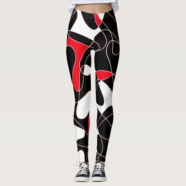 Abstract pattern - red, black and white. leggings (Framsida)