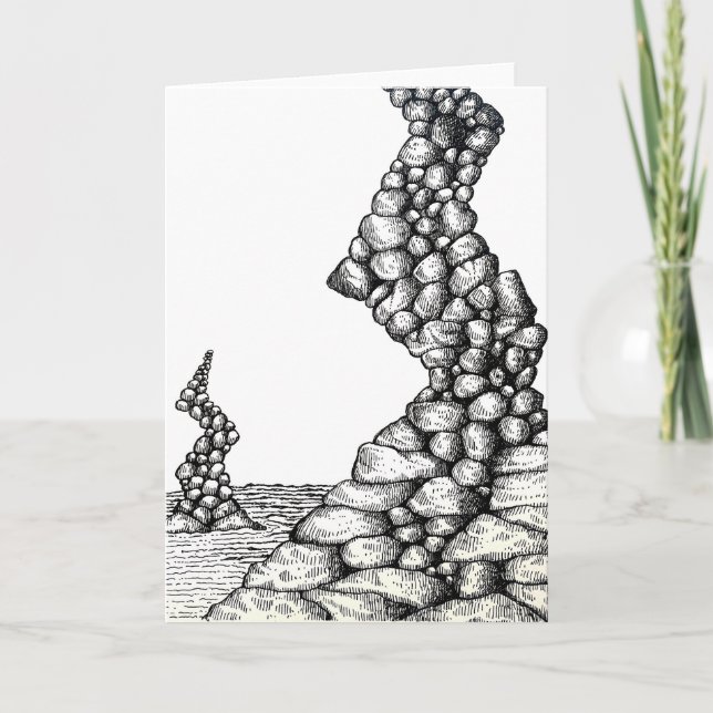 Abstract Pen Angled Cliffs Rocks Drawing Card Kort (Framsida)
