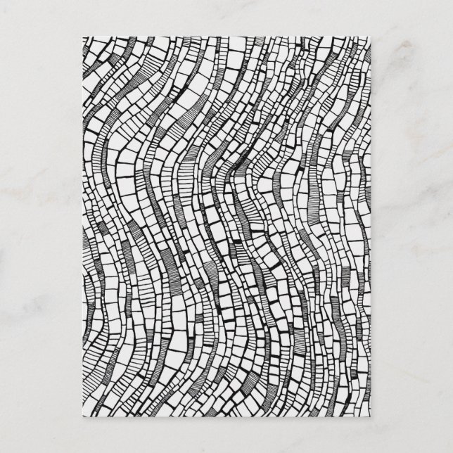 Abstract Pen & Ink Geometric Rectangles Postcard Vykort (Framsida)