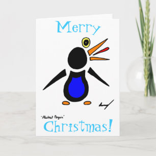 Abstract Penguin 'Merry Christmas!' Card Helgkort