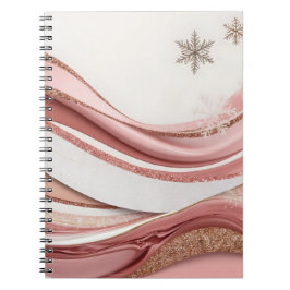 Abstract Pink and Gold Glitter Waves Notebook Anteckningsbok