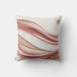 Abstract Pink and Gold Glitter Waves Pillow Kudde
