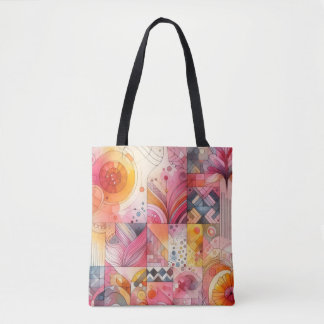 Abstract Pink Colorful Geometric Design Tygkasse