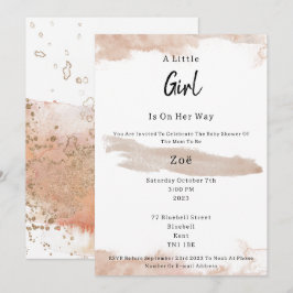 Abstract Pink Elements Sweet Baby Girl Baby Shower Inbjudningar