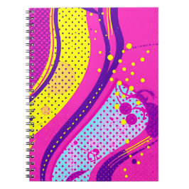 Abstract Pink Yellow Pop Art Pattern  Anteckningsbok