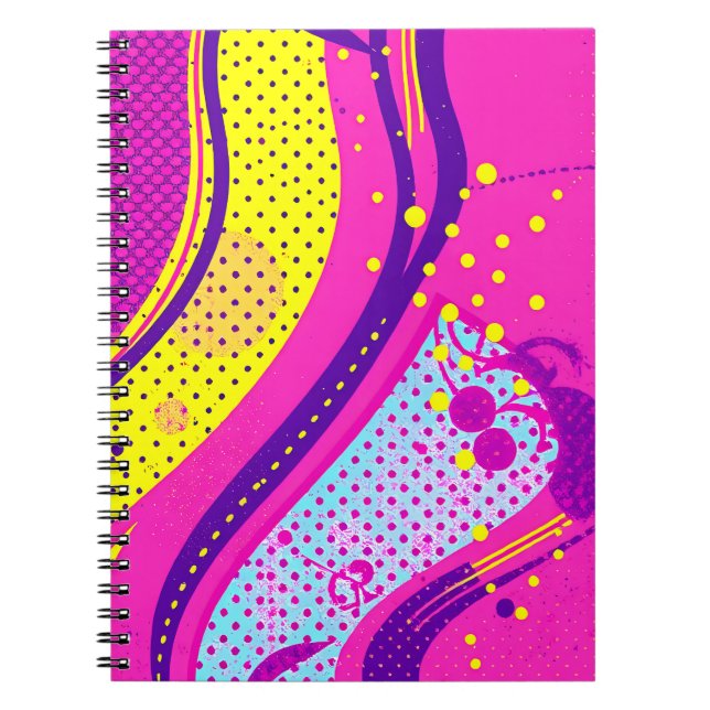 Abstract Pink Yellow Pop Art Pattern  Anteckningsbok (Framsidan)